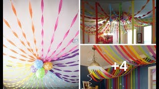 7 IDEAS PARA DECORAR EL TECHO CON PAPEL CREPE QUE PODRÍAS HACER EN DECORACIÓN DE TU PRÓXIMA FIESTA [upl. by Wollis]