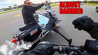 ANGRY HARLEY RIDER TRIES TO RAM BIKER  Unbelievable Motorcycle Moments Ep 539 [upl. by Ambrosane]