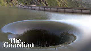 California Glory Hole drains reservoir after heavy rains [upl. by Ibbison]