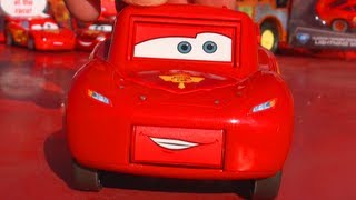 Cars Toys Lightning McQueen Toy Car Stories And Racing [upl. by Attolrahc]