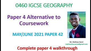 IGCSE Geography paper 4 may June 2021 42 Alternative to Coursework [upl. by Aydni]