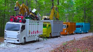 MEGA RC TRUCKS HEAVY HAULAGE RC MACHINES RC SCALE MIX HUGE RC DOZER HITACHI WHEEL LOADER [upl. by Meave579]