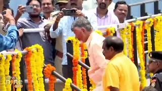 Andhra Pradesh CM Chandrababu Naidu Visits Polavaram Project Site  News9 [upl. by Eikceb13]