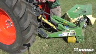 Attach Krone AM R Disc Mower to Tractor [upl. by Perlie]