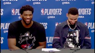 Ben Simmons Laughs At Joel Embiid’s Apology For Throwing Elbow At Allen  76ERS vs NETS  4152019 [upl. by Nillok721]