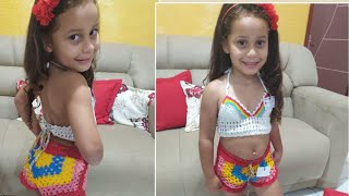 Short infantil de crochê de 4 a 6 anos mais explica como aumentar passo a passo [upl. by Goddard43]