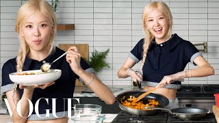 Rosé Cooks Kimchi Fried Rice Dinner  Now Serving  Vogue [upl. by Langelo]