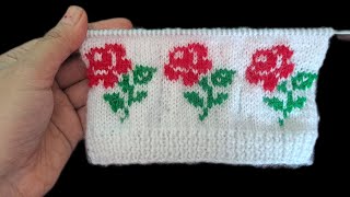 Easy New Beautiful Flower design for sweater easy knitting pattern [upl. by Karylin593]