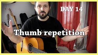 Day 14  Thumb exercise  Challenge  Classical Fingerstyle Guitar [upl. by Ecirrehs262]