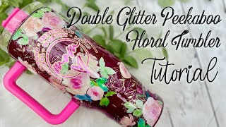 DOUBLE GLITTER PEEKABOO TUMBLER TUTORIAL FT TECKWRAP CRAFT VINYL LAYERING [upl. by Duma]