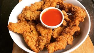 THE BEST HOMEMADE CRISPY CHICKEN STRIPS  EASY CHICKEN TENDERS [upl. by Gwenneth]