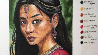 Drawing a Portrait in Oil Pastel  step by step [upl. by Presber]