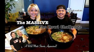 The MASSIVE Pho Bowl Challenge  A Wild Matt Stonie Appeared  Corner Pho San Jose  RainaisCrazy [upl. by Laenahtan777]