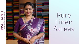 Pure Linen Sarees  9 Jun 2021 prashanti linen [upl. by Gayel684]