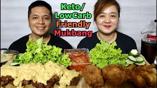 Keto Friendly Low Carb Burger Steak x Fried Chicken Mukbang [upl. by Pavel396]