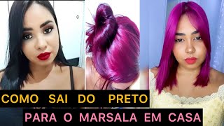 COMO SAI DO CABELO PRETO PARA O MARSALA EM CASA SOZINHA marsala cabelos [upl. by Savil]