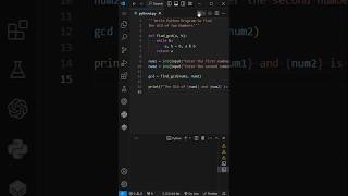 GCD coding pythonprogramming shorts [upl. by Lirba]