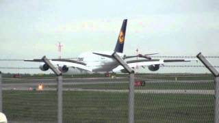 Lufthansa Airbus A380 landing at Helsinki Vantaa [upl. by Yxor]