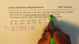 Cost per day and per kilometre for renting car Linear System [upl. by Eastlake378]