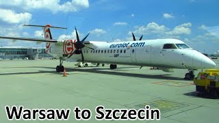 TRIP REPORT  EUROLOT Dash 8  Warsaw WAW to Szczecin SZZ  Full Flight Full HD [upl. by Ayikal47]