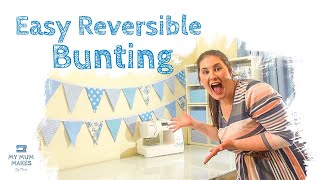 BUNTING DIY  Easy Reversible Fabric Bunting Tutorial for Beginners [upl. by Ielhsa834]