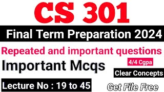 CS301 Final Term Preparation 2024  Today Paper Preparation Lets Study [upl. by Nydia]