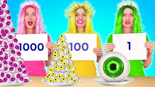 1000 LAYERS FOOD CHALLENGE 2  Giant VS Tiny Food For 24 Hours by 123 Go FOOD [upl. by Gnes]