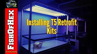 Installing T5 HO Miro4 Retrofit Kits Over Frag Tank  Fish Room Setup Part 5 [upl. by Putscher]