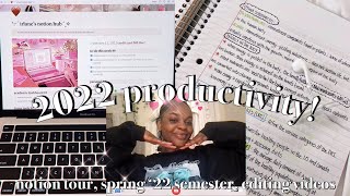 2022 PRODUCTIVE RESET ˚₊✧ notion tour preparing for spring semester editing videos amp more [upl. by Karli]