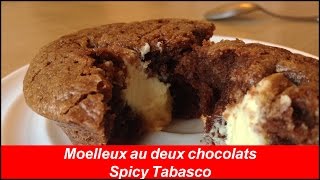 Recette simple  moelleux aux chocolats noir et blanc spicy tabasco [upl. by Ynohtnacram]