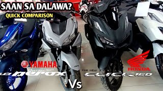 NAG KATAPATAN HONDA CLICK160 o YAMAHA MIO Aerox155  Quick comparison  price update [upl. by Morey]