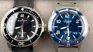 Glashutte Original SeaQ vs Blancpain Fifty Fathoms Luxury Dive Watch Comparison Test [upl. by Maggi]