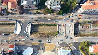 Due ponti per una maxi rotonda Largo Flaiano a Varese visto dal drone [upl. by Sedgewake]