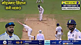 IND vs NZ Highlights 2024India vs New Zealand 1st Test Day 2 Highlights 2024Today Match Highlights [upl. by Jazmin]