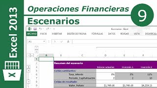 Escenarios  Excel 2013 Operaciones Financieras 912 [upl. by Blalock]