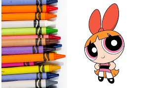 How To Draw Blossom  The Powerpuff Girls  Cute Easy Drawingcoloring painting tutorial [upl. by Klayman]