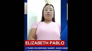 ELIZABETH DOMINGO PABLO Filipino housemaid outside the country housemaids maids [upl. by Domini]