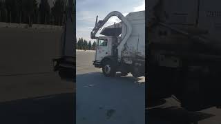 American Disposal Mack MRU Heil front loader garbage truck driving thru the American Disposal yard [upl. by Nosnevets780]