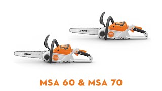 STIHL MSA 60 amp MSA 70 Cordless Chainsaws  Battery Powered Chainsaws  STIHL AK System  STIHL GB [upl. by Yreva]