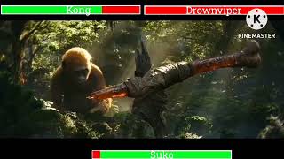 Godzilla vs The Military and Kong vs Drownviper with healthbars Double Fight GxK The New Empire [upl. by Oidacra187]