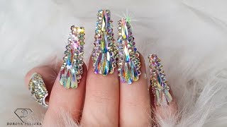 Crystals nails Full cover Crystals nails Bling Nails for New Year Nails 2022 [upl. by Fernandina820]