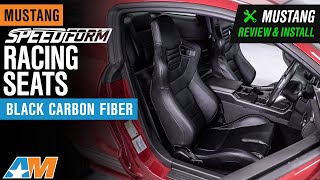 19792021 Mustang SpeedForm Racing Seats Black Carbon Fiber Vinyl Review amp Install [upl. by Ynnhoj]