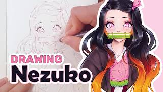 Drawing Nezuko from Demon Slayer with Copic Markers [upl. by Daren879]