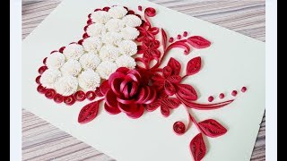 DIY Paper quilling Flower Card Design 33  Quilling Heart  Quilling love [upl. by Edgell27]