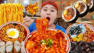 MUKBANG 하이유의 마라떡볶이 라면 유부초밥 분식집 먹방 Spicy Teokbokki amp gimbap amp Ramen Eating Sound  HIU 하이유 [upl. by Nyral]