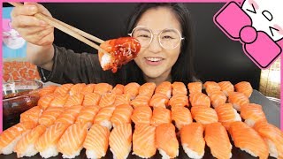 50 NUCLEAR FIRE SALMON SUSHI l MUKBANG [upl. by Bill]