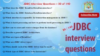 Java Database ConnectivityJDBC Interview Questions – 20 out of 140 [upl. by Nnahaid936]