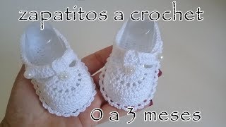 Zapatitos a crochet para bebe  Modelo Daniela  0  3 meses [upl. by Esinev]