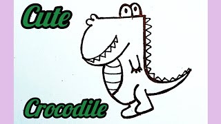 Cute crocodile drawing for kids  Crocodile cartoon drawing [upl. by Eilsek]