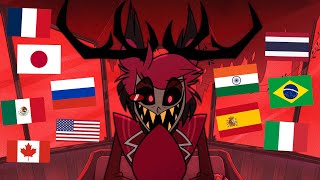 Alastor  Lets begin Stayed Gone in DIFFERENT LANGUAGES Hazbin Hotel S1E2 SPOILER WARNING [upl. by Htur]